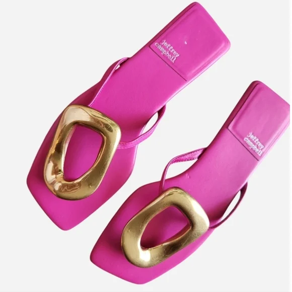 Jeffrey Campbell Linques Thong Flat Sandals Fuchsia Pink SIZE 9 - Picture 1 of 4